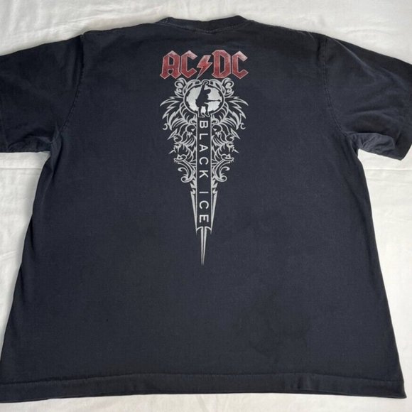 The Roxx AC/DC T-Shirt Women Size XL Black Crew Neck Graphic Cotton Short Sleeve - Picture 6 of 15